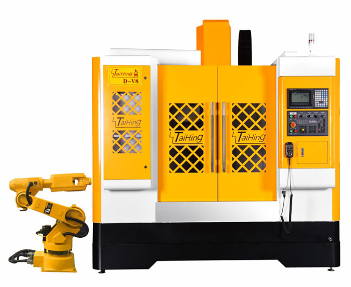 线轨机D-V8（三菱系统）—CNC850三轴线轨机(高速高精密零件立式加工中心机） （带油雾得理器） 主轴转速达18000转 ，带机械手